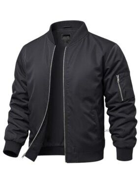 Men's Lightweight Bomber Jacket Full Zip Windproof Casual Spring Fall Coat